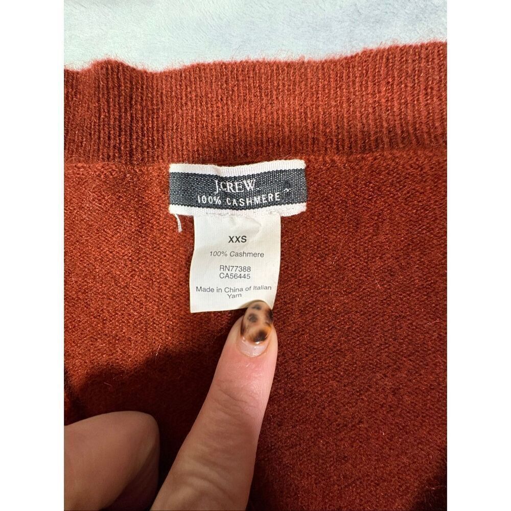 J.Crew V Neck Women XXS Cashmere Sweater Burnt Orange Classic - Picture 3 of 5